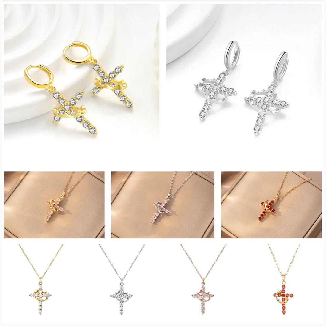 Crown Cross Necklace – Elegant Christian Faith Pendant for Men & Wome