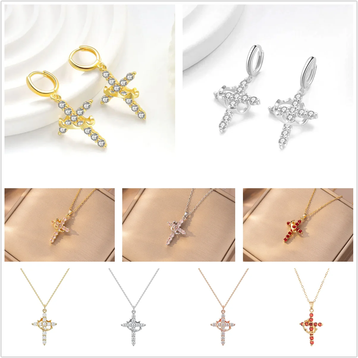 Crown Cross Necklace – Elegant Christian Faith Pendant for Men & Wome