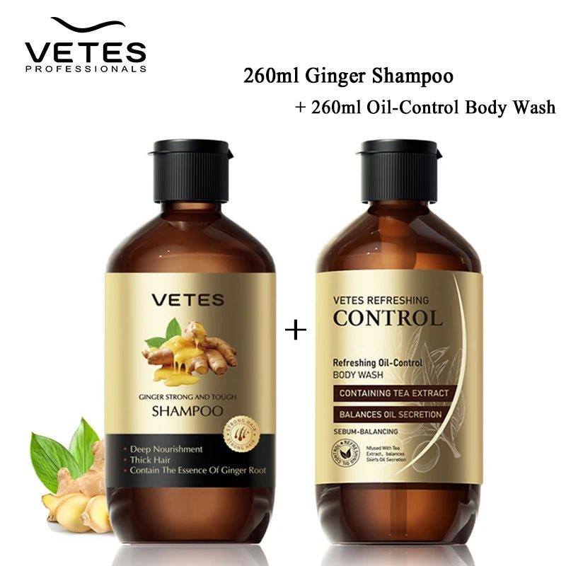 Vetes Shampoo and Shower Gel 260ml Oil-Control Whole Body Cleaning