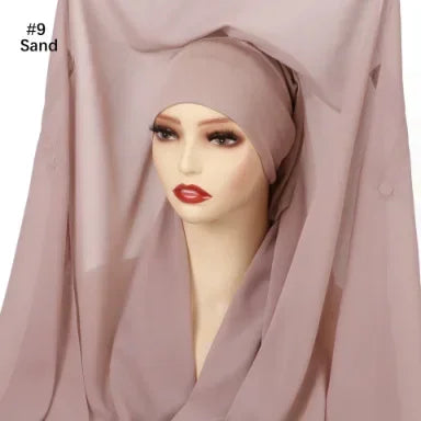 Chiffon Instant Hijab With Bulit-in Magnets Muslim Woman