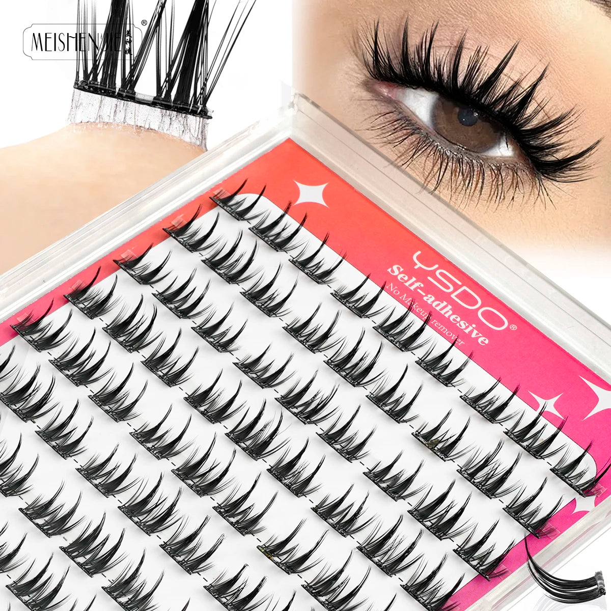 Self-Adhesive Cluster Lashes – 100PCS DIY No-Glue Individual Extensions
