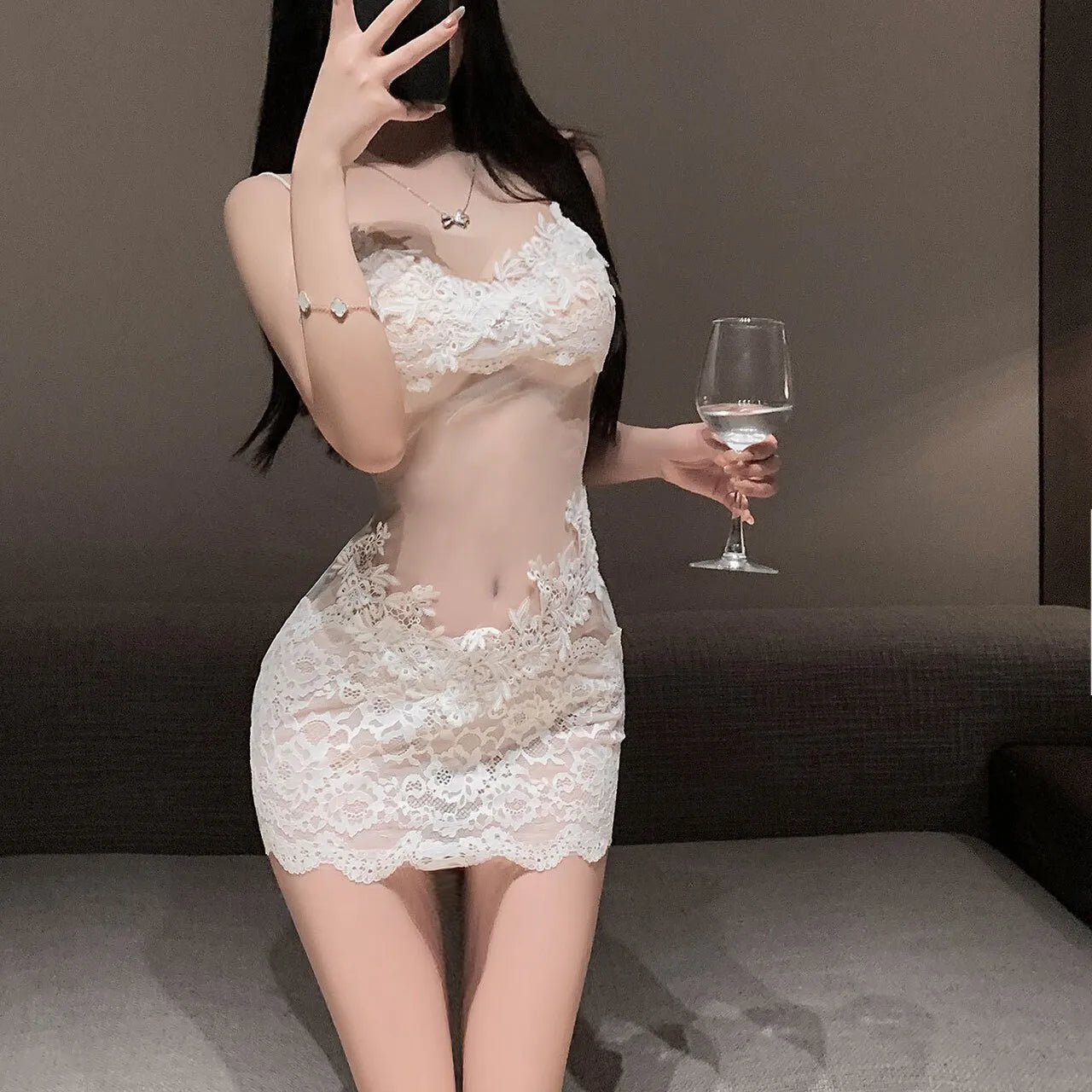 Solid Color Ruffled 3-Pieces Nightgown Set