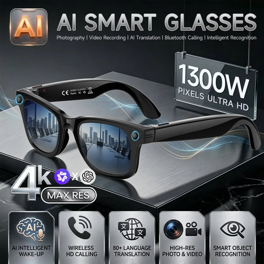 4K Camera Smart Glasses Men Video Recording AI Photo Recognition Bluetooth Call Voice Audio Translation Sunglasses Women