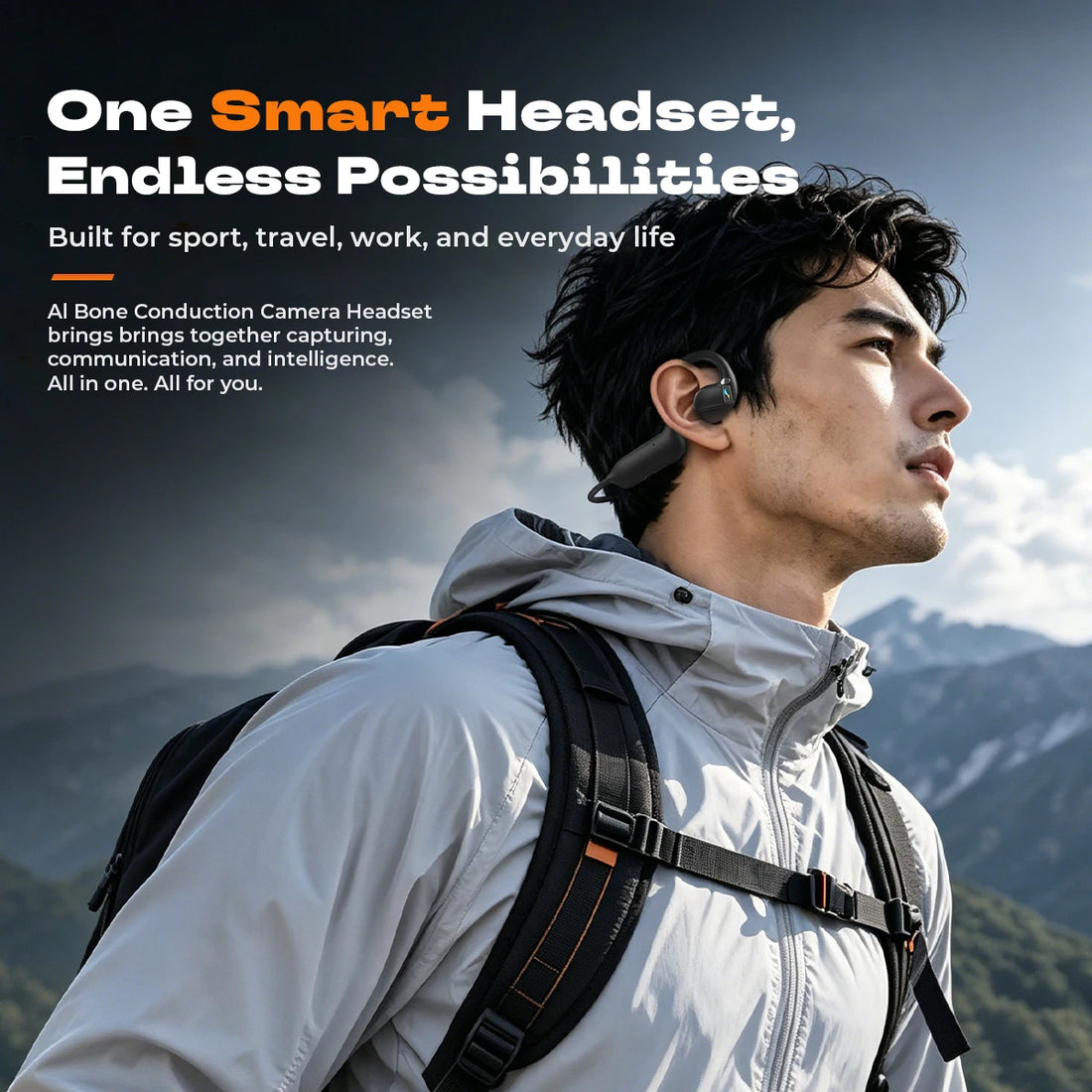 Bone Conduction Bluetooth Earphones 8MP HD Camera  Wireless Earbuds AI Assistant Translation Object Recognition Headphones E12
