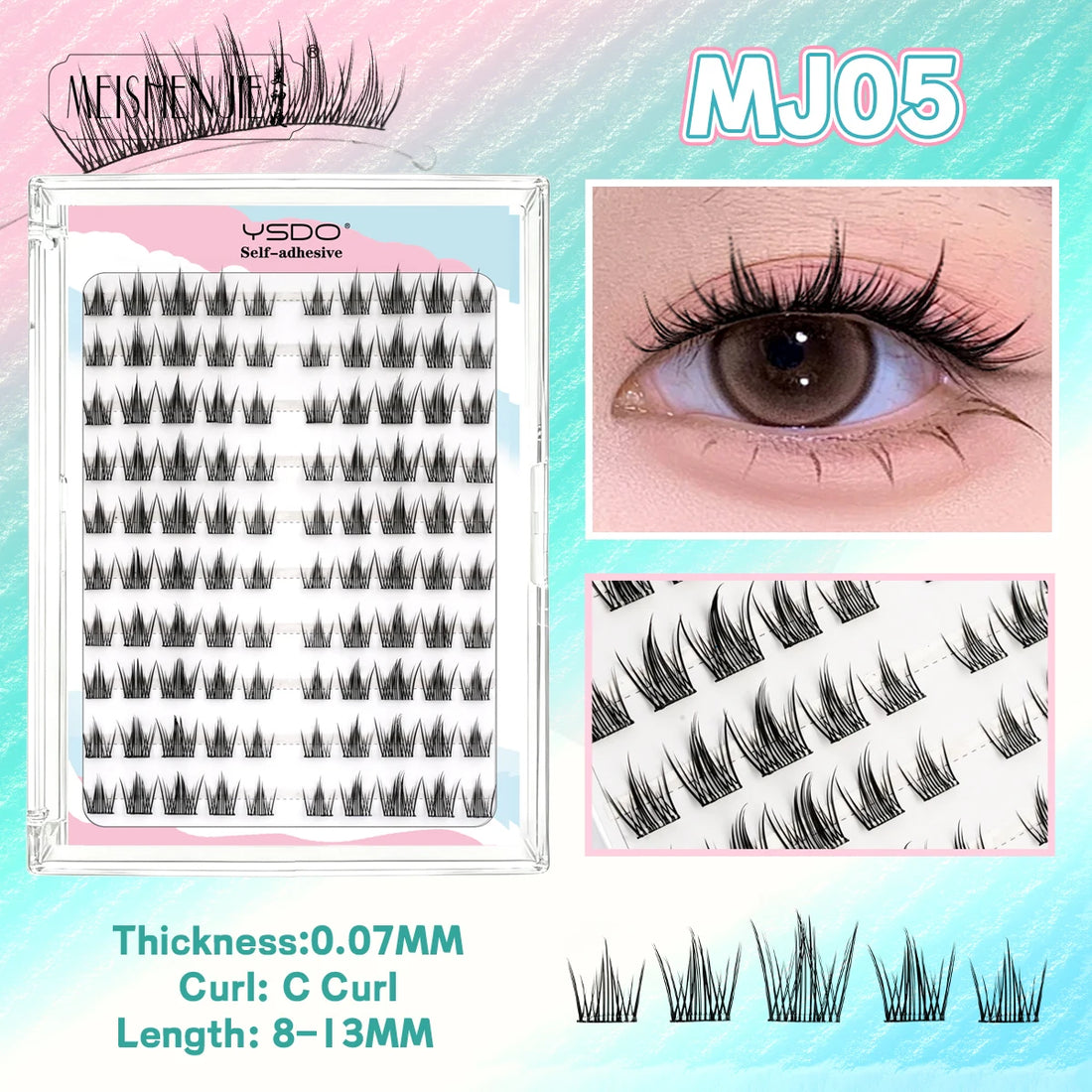 Self-Adhesive Cluster Lashes – 100PCS DIY No-Glue Individual Extensions