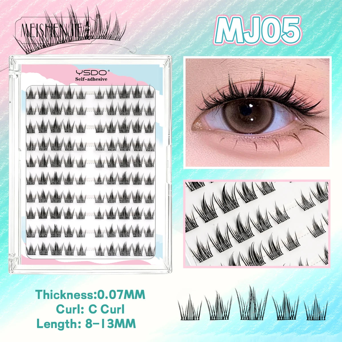 Self-Adhesive Cluster Lashes – 100PCS DIY No-Glue Individual Extensions