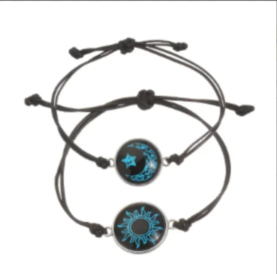 Sun Moon Luminous Bracelet Couple Friendship Rope Chain Gift for Women Men
