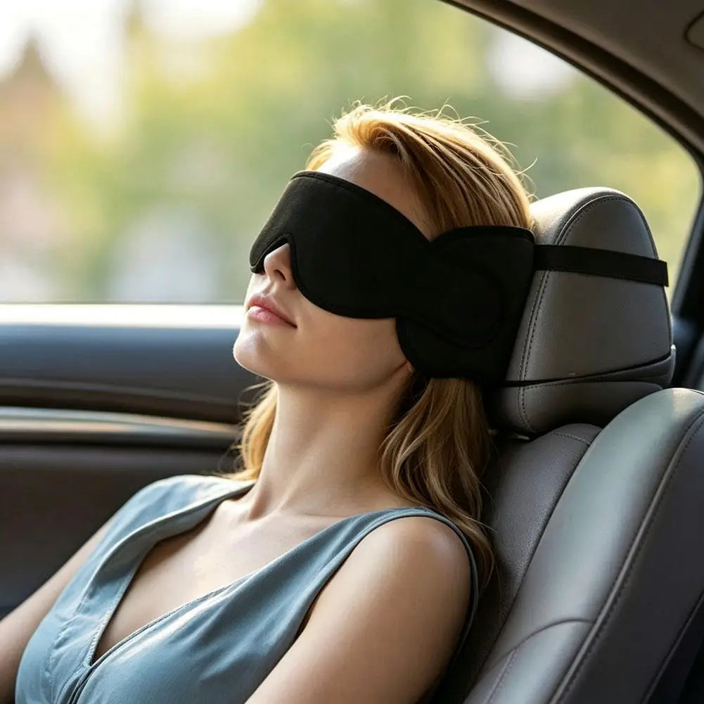 3D Contoured Travel Pillow 100% Blackout Zero Eye Pressure Sleeping Mask  Airplane