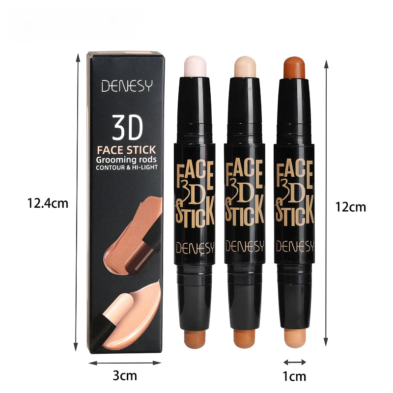 Face Freckles Double Head Concealer Pen Long Lasting White Dark Circles Corrector Contour Eye Stick Pencil