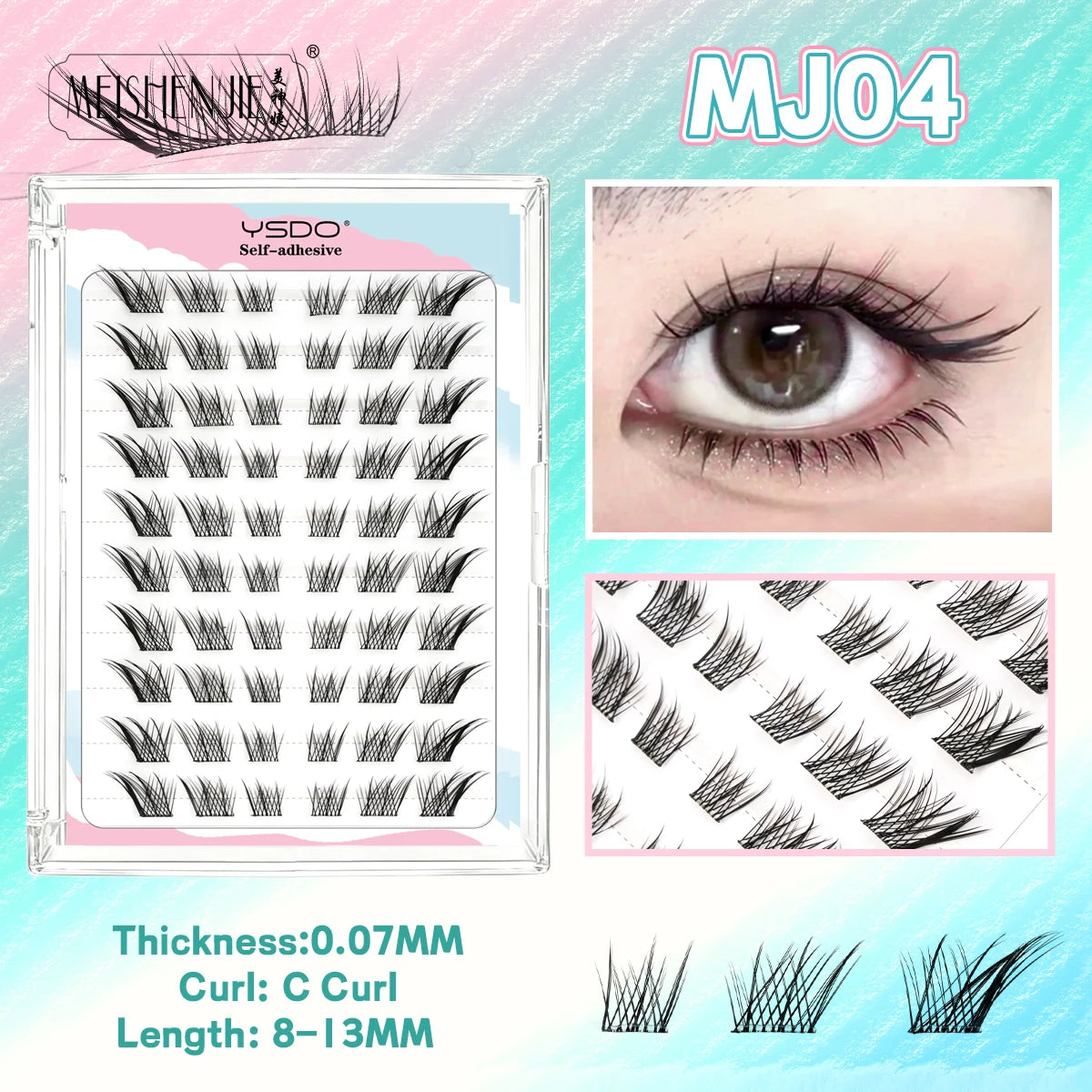 Self-Adhesive Cluster Lashes – 100PCS DIY No-Glue Individual Extensions