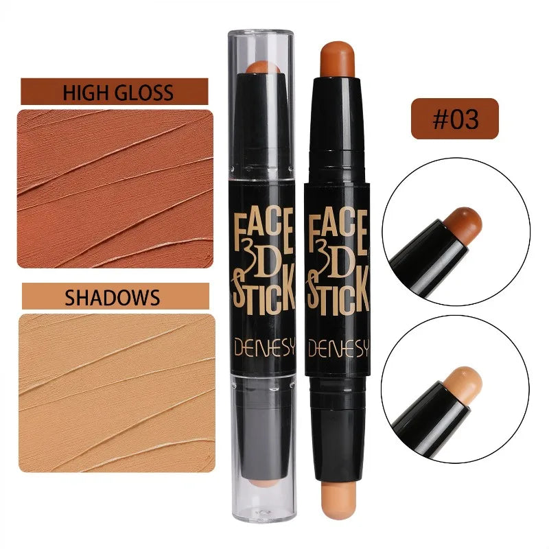 Face Freckles Double Head Concealer Pen Long Lasting White Dark Circles Corrector Contour Eye Stick Pencil