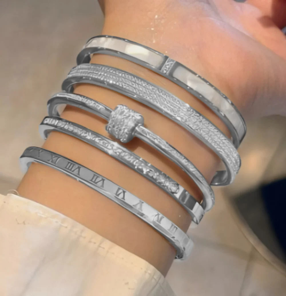 5 pcs Titanium Steel Couple's Bracelet Set