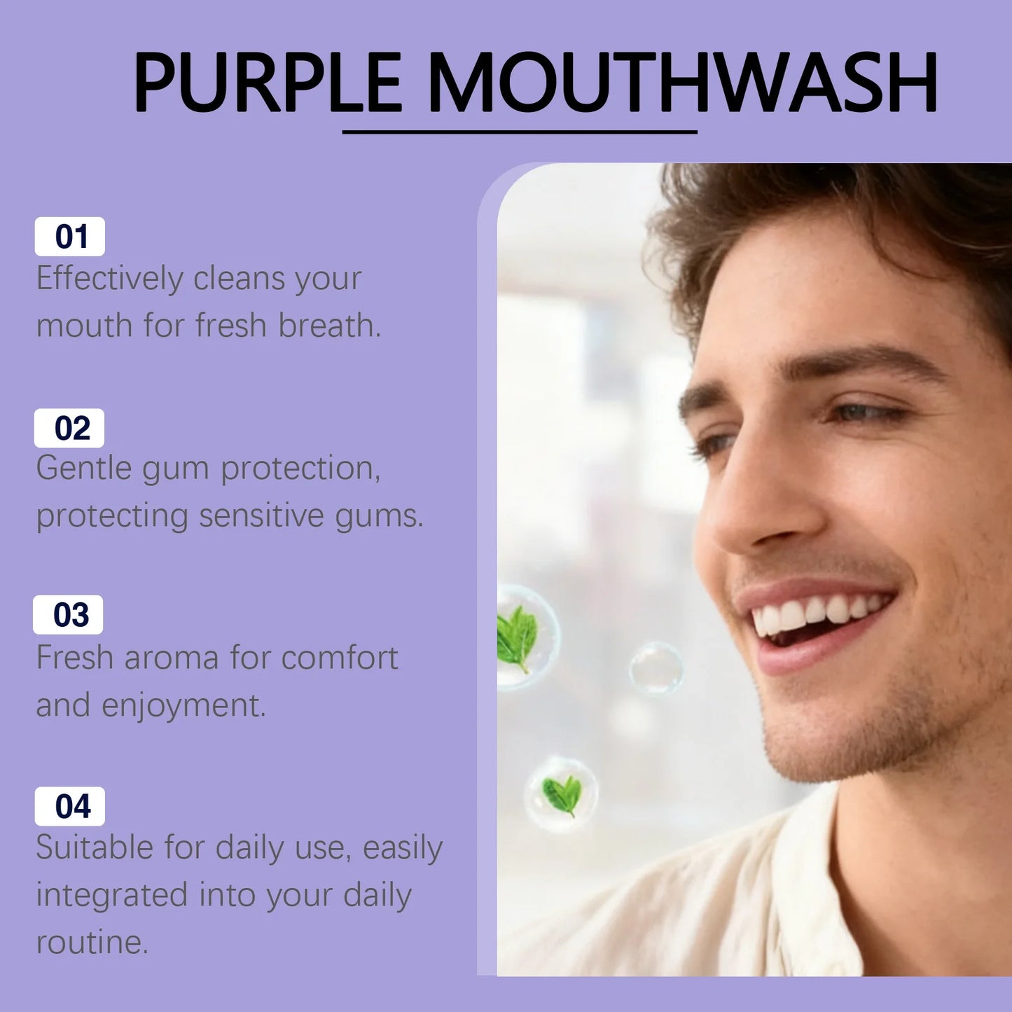 20pcs Purple Mouthwash Portable Strips Fresh