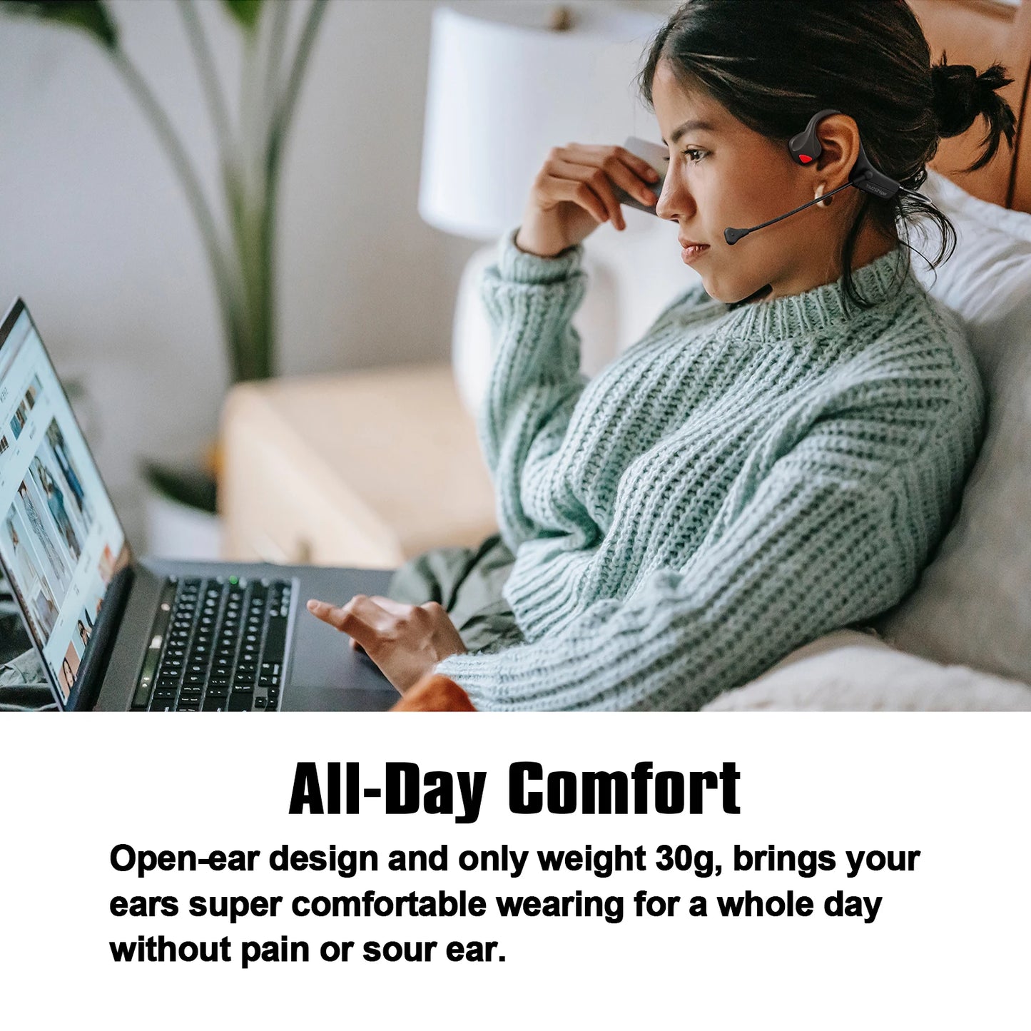 Open Air Conduction Wireless Bluetooth Headset with Microphone