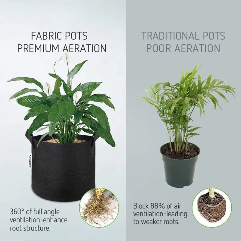 5-Pack 5 Gallon Grow Bags – Heavy Duty Fabric Pots with Handles for Vegetables, Flowers & Fruit Gardening