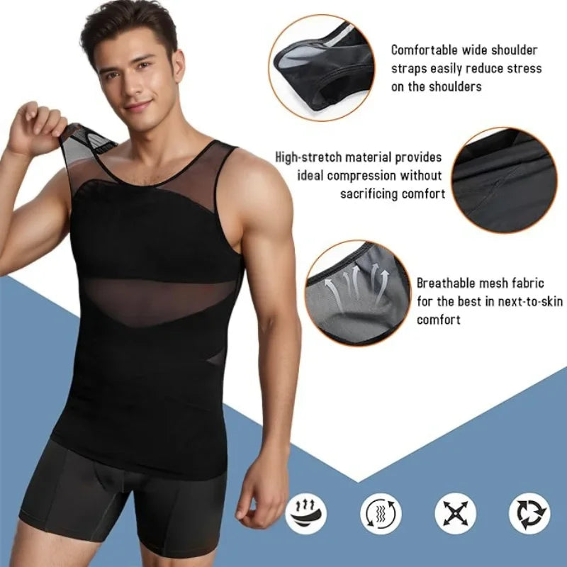 Men's Sleeveless Solid Crew Neck Shapewear Undershirt