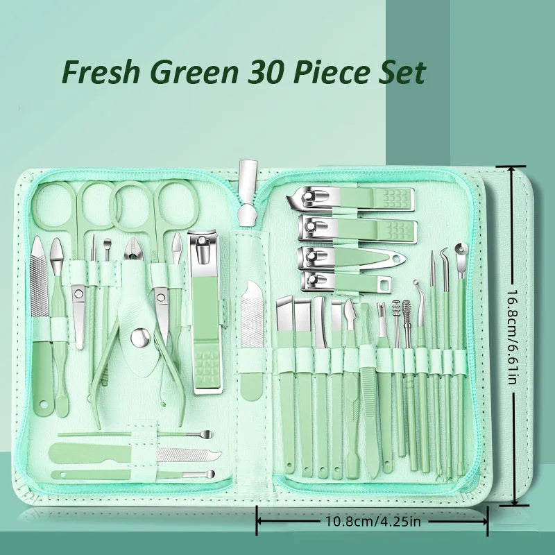 30pcs Manicure Set Portable Stainless Steel Nail Cutter T
