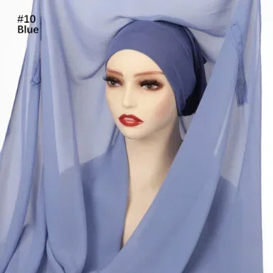 Chiffon Instant Hijab With Bulit-in Magnets Muslim Woman