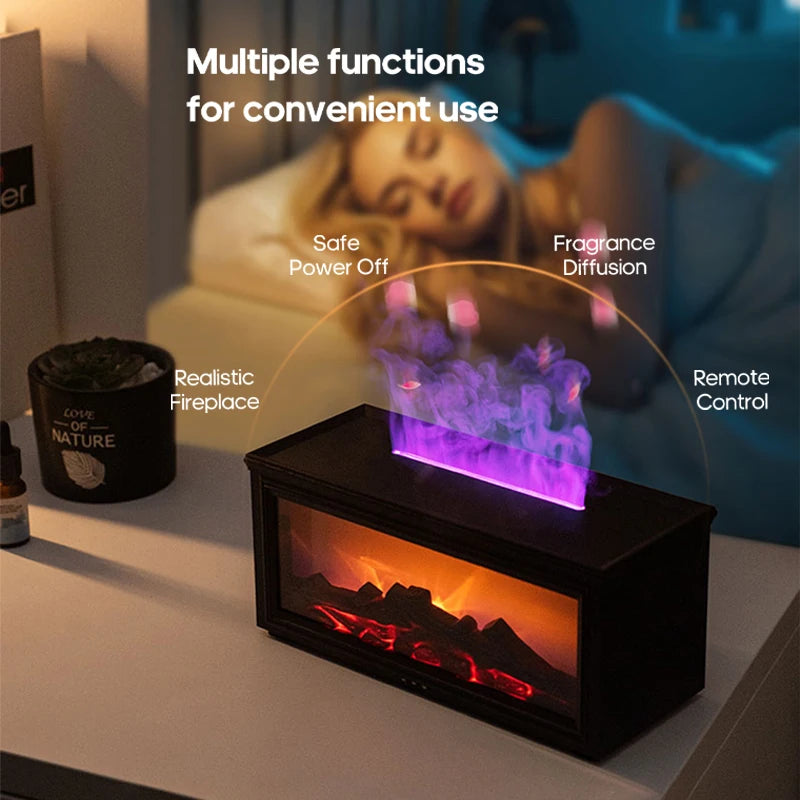 3D Fireplace aroma diffuser Flame Projector Lamp