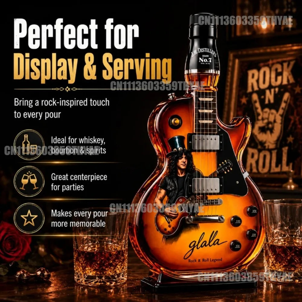 Appetite for Rock Vintage Sunburst Guitar Figurine Spirit Bottle – Unique Collectible Décor & Gift Idea