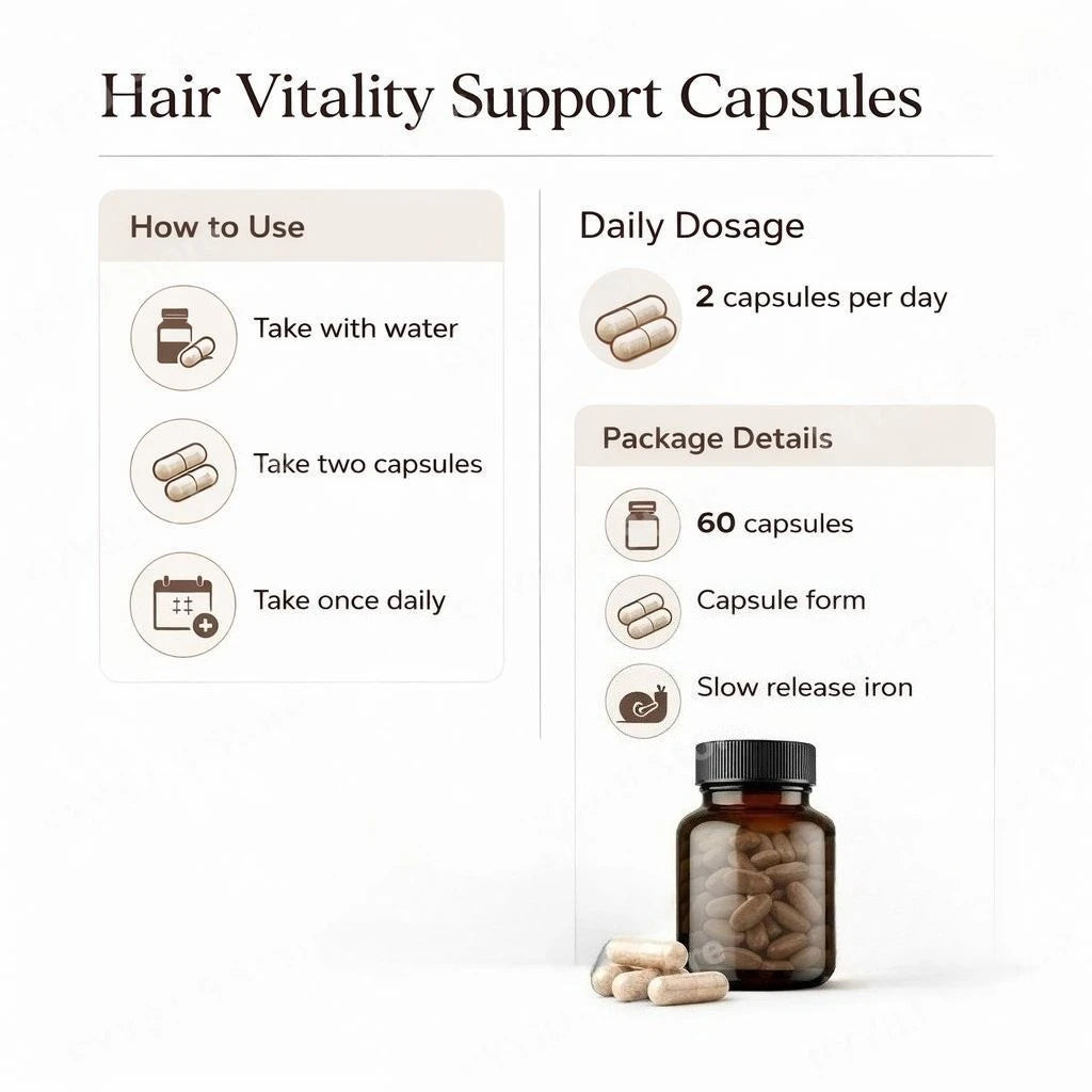 BushAid Ferra Vital Hair+ Capsules with Slow Release Iron, Zinc, Vitamins C, B6, B12, Folate for Strength and Shine 60 Capsules