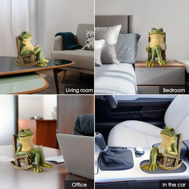 Creative Solar Rocking Chair Frog Statue Garden Decor