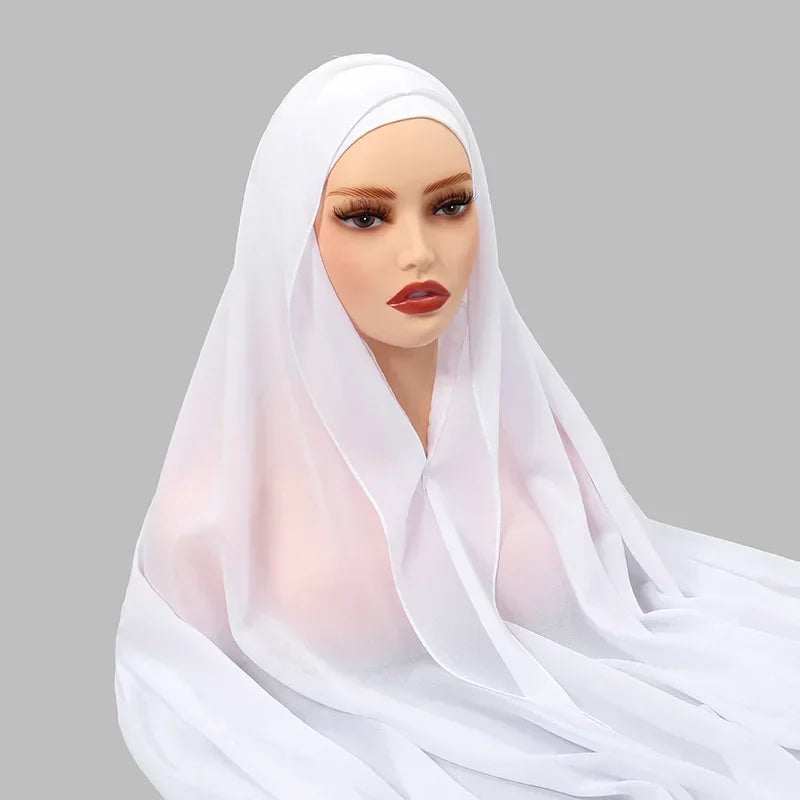 Chiffon Instant Hijab With Bulit-in Magnets Muslim Woman