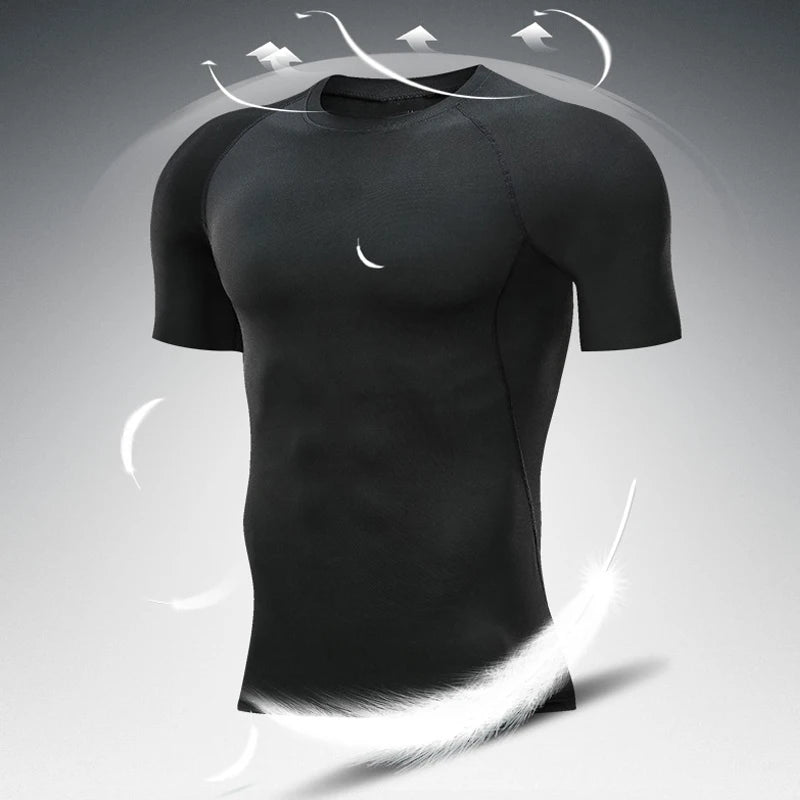 Men Gym Sport T-shirt Compression Elastic T Shirt