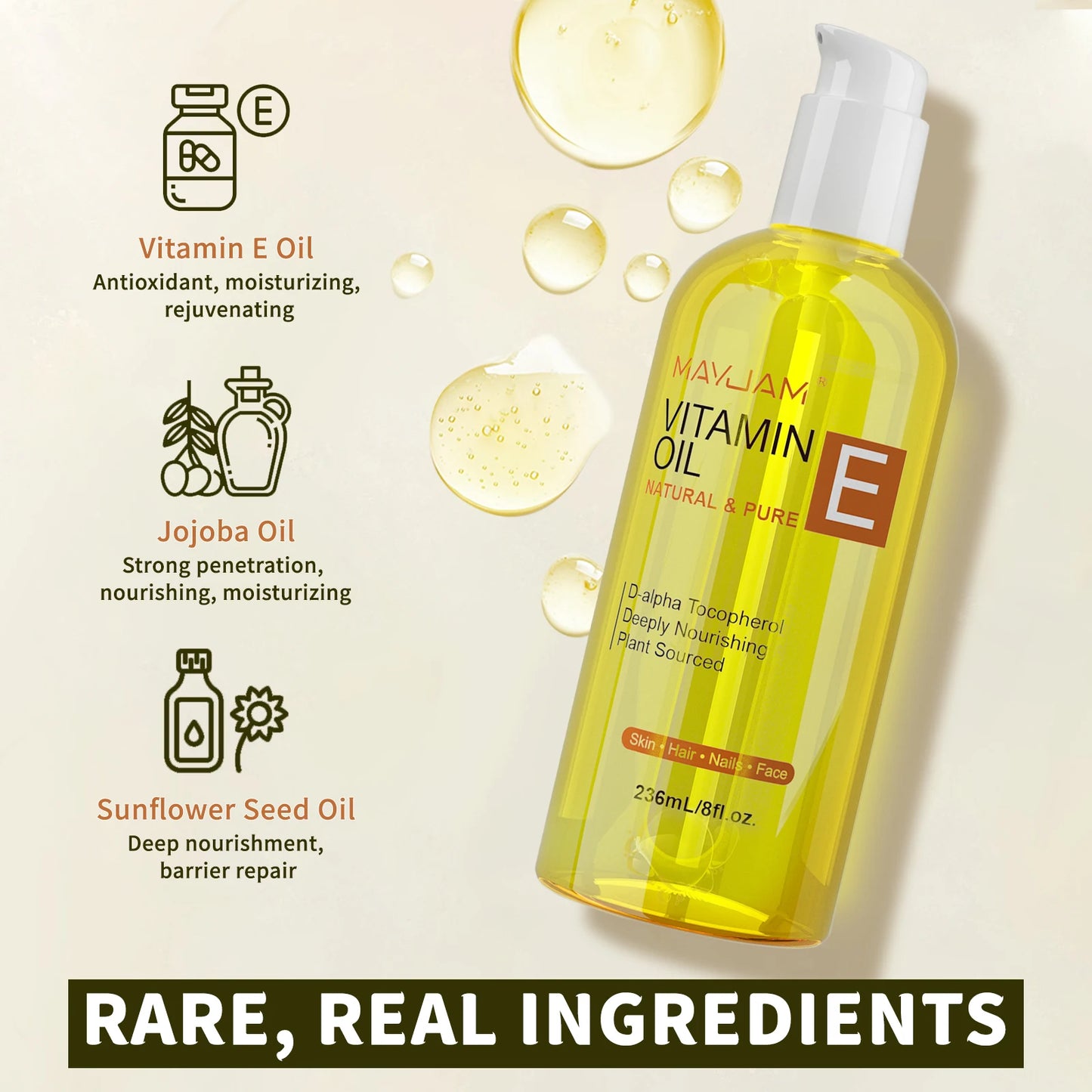 Natural & Pure Vitamin E Face  Oil Skincare Moisturizing