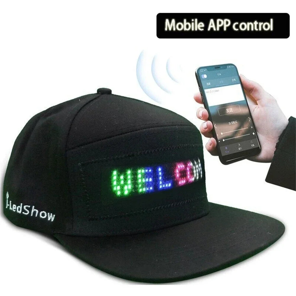 USB Rechargeable Bluetooth APP Programmable Baseball Cap