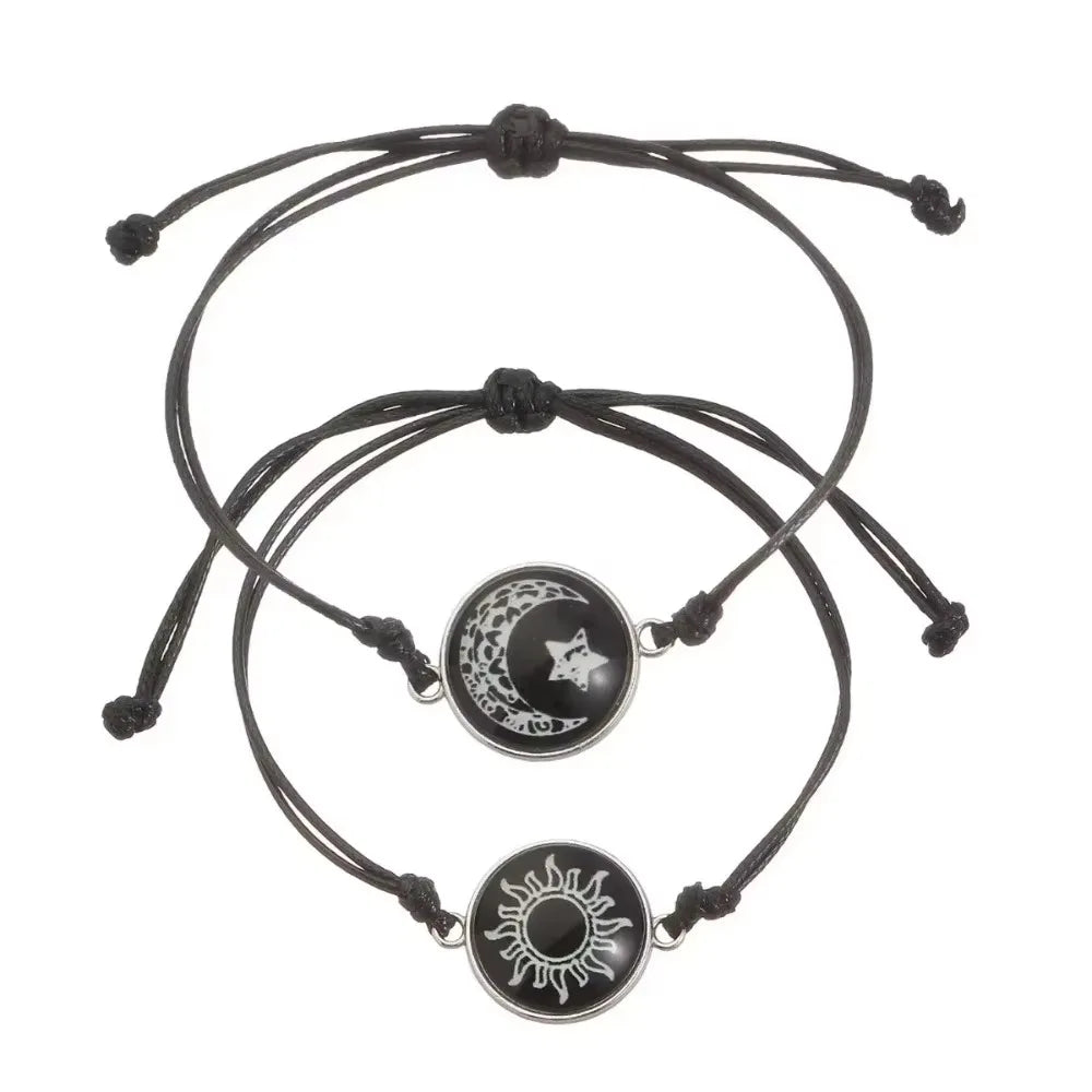 Sun Moon Luminous Bracelet Couple Friendship Rope Chain Gift for Women Men