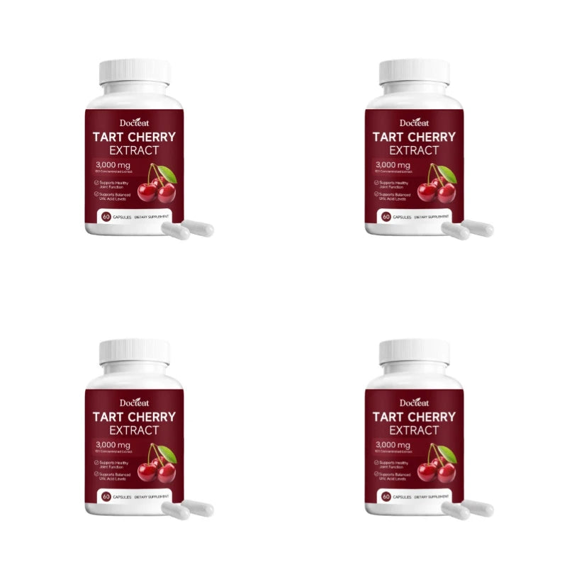 Tart Cherry Extract Capsules 3,000 Mg 10:1 Concentrated Sleep Onset Support Balanced Uric Acid Levels 60 Capsules