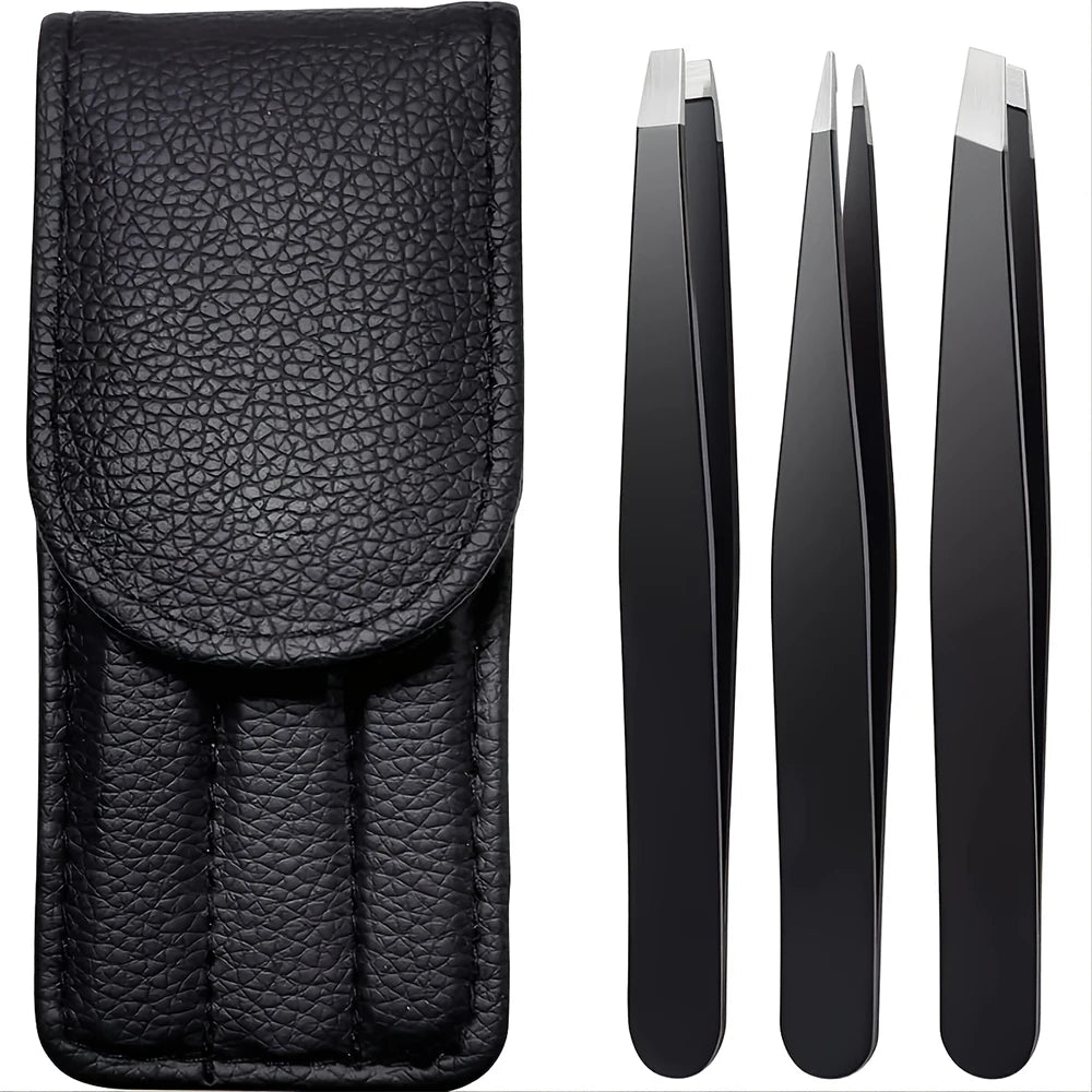 Tweezers Set 3-4pcs Premium Stainless Steel Eyebrow Precision Sharp Tip Tweezers