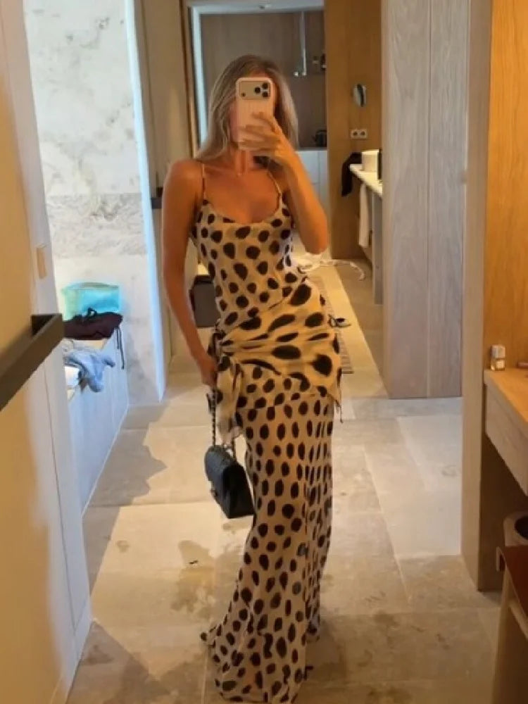 Soft Romantic Chiffon Wrap Skirt Polka Dot Print Stylish Midi Skirt Women Skirts Summer Casual Vocation Beach Streetwear