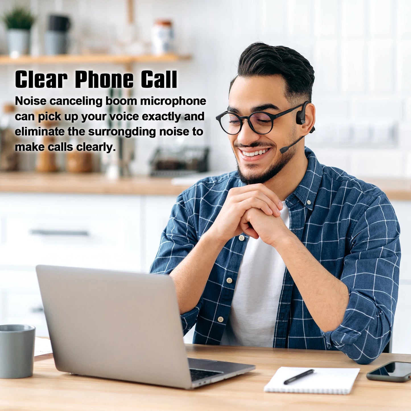 Open Air Conduction Wireless Bluetooth Headset with Microphone