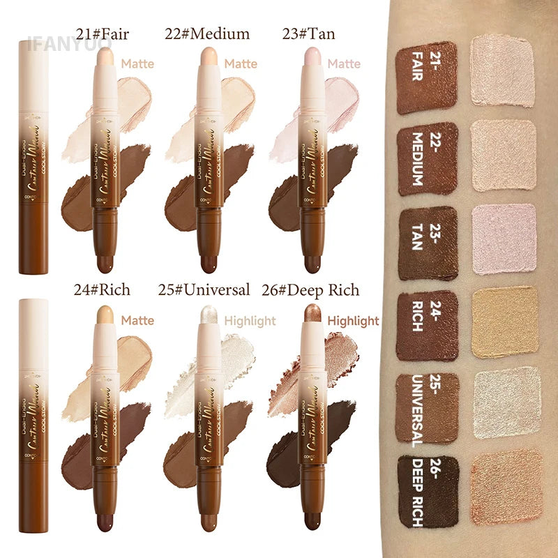Double-Ended Contour Stick – Waterproof Highlight & Shadow Cream