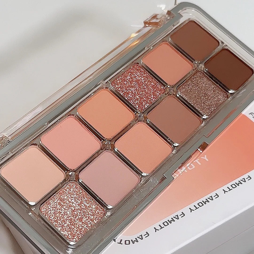 12-Color Matte Eyeshadow Palette – Low Saturation Tea Apricot Tones