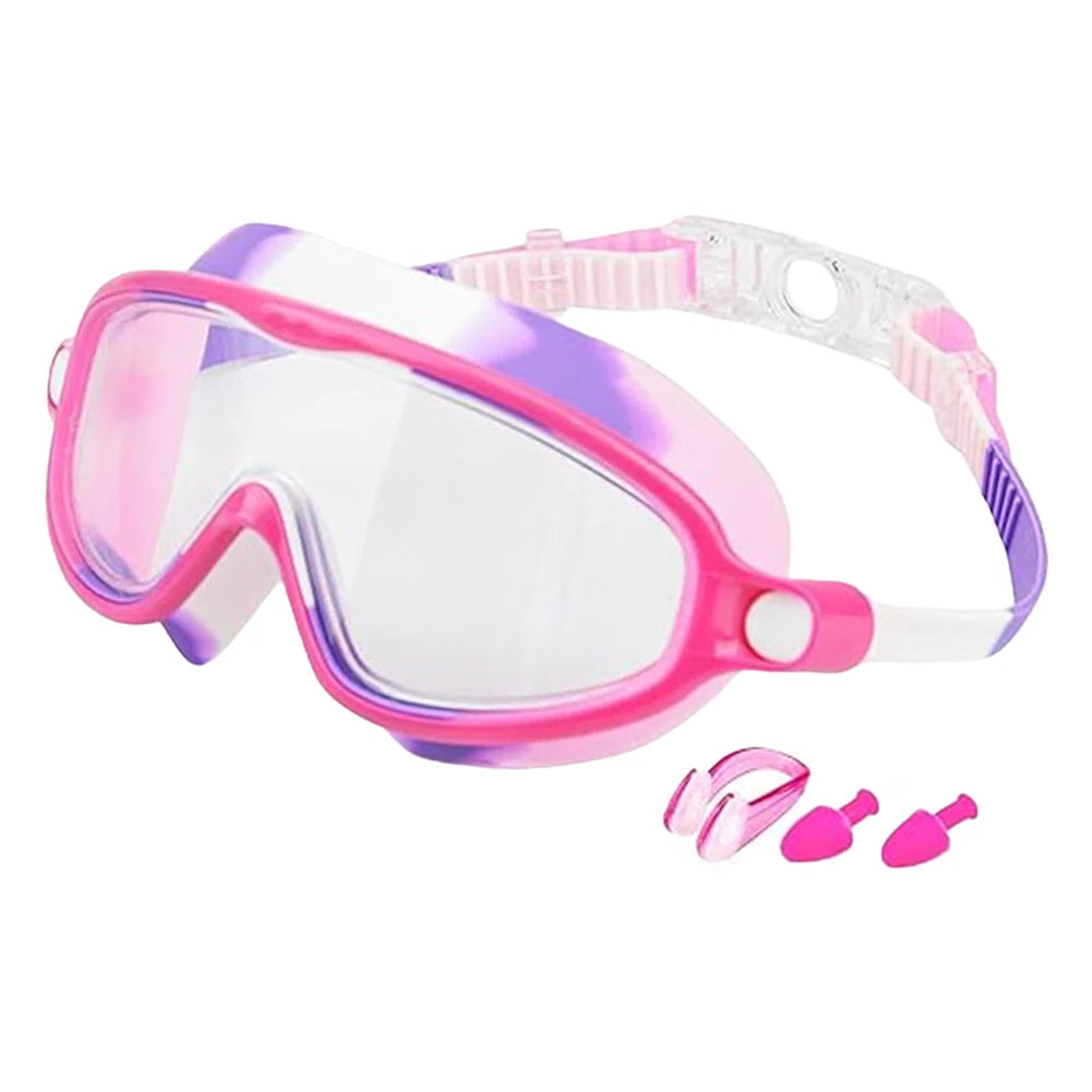 Kids Swim Goggles with Nose Clip & Earplugs, Anti-Fog UV Protection for Boys & Girls Ages 2-15