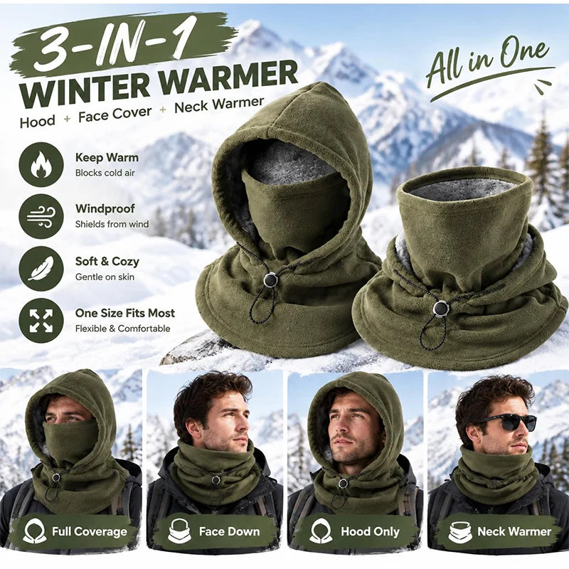 Warm Fleece Balaclava with Mask Thickened Windproof Neck Warmer Earflap Hat Unisex