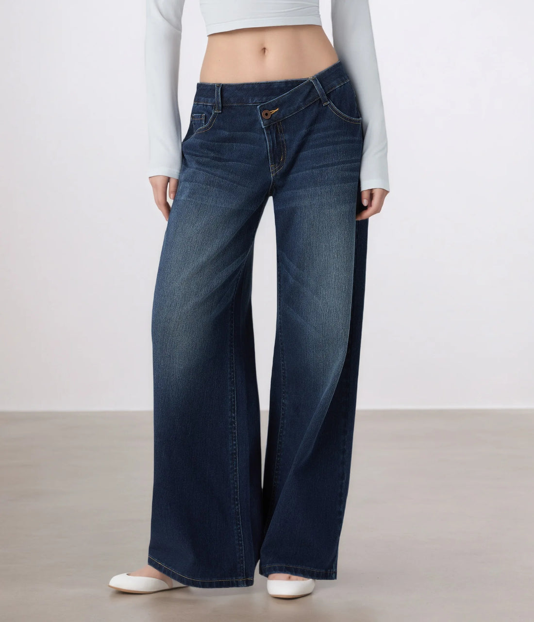 High Waist Light Blue Denim Jeans for Women Wide Leg Cut Relaxed Fit Everyday Wear Solid Color Spring Fashion