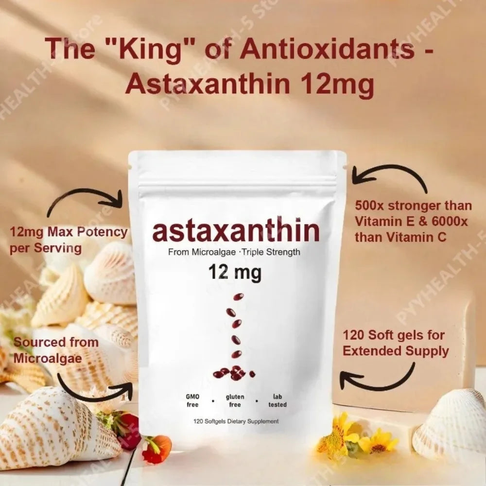 Astaxanthin 12mg Softgels -Most Powerful Antioxidant Daily Antioxidant Support