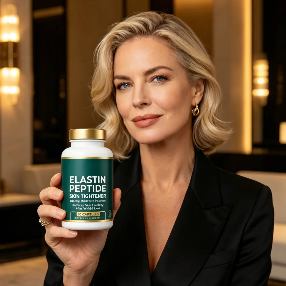Elastin Peptide Skin Tightener, 1000mg Marine Elastin for Skin Elasticity & Firming After Weight Loss, 60 Capsules