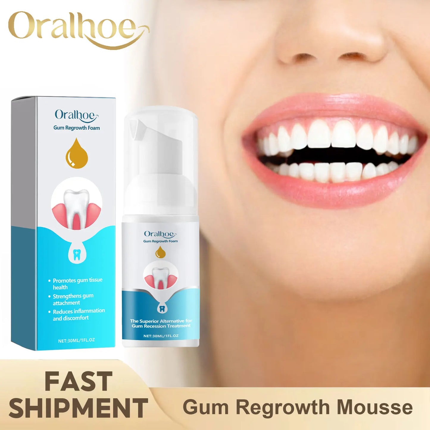 Gum Regrowth Foam Repair Gingival Teeth Whiten Remove