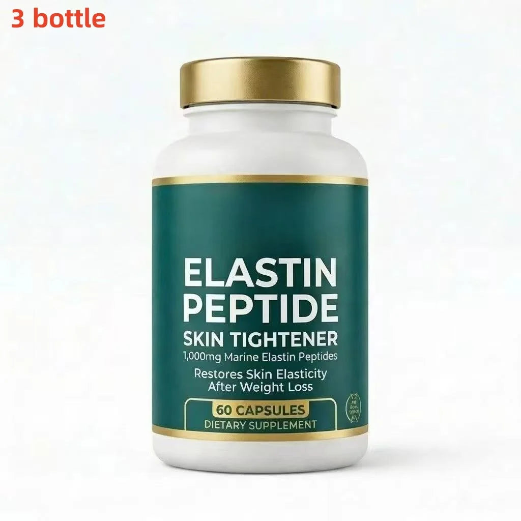Elastin Peptide Skin Tightener, 1000mg Marine Elastin for Skin Elasticity & Firming After Weight Loss, 60 Capsules