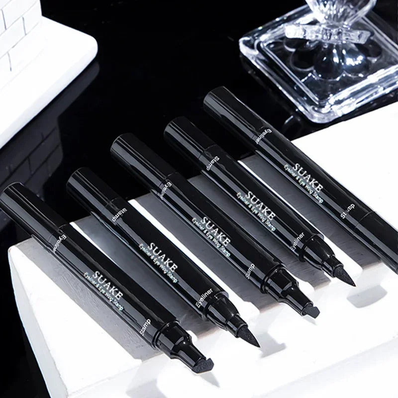2-in-1 Winged Stamp Eyeliner – Waterproof, Quick-Dry Dual-Ended Black Pen