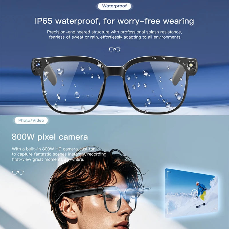 AI Smart Glasses AI Translation Smart Assistant 800W HD Camera Photo Video Recording