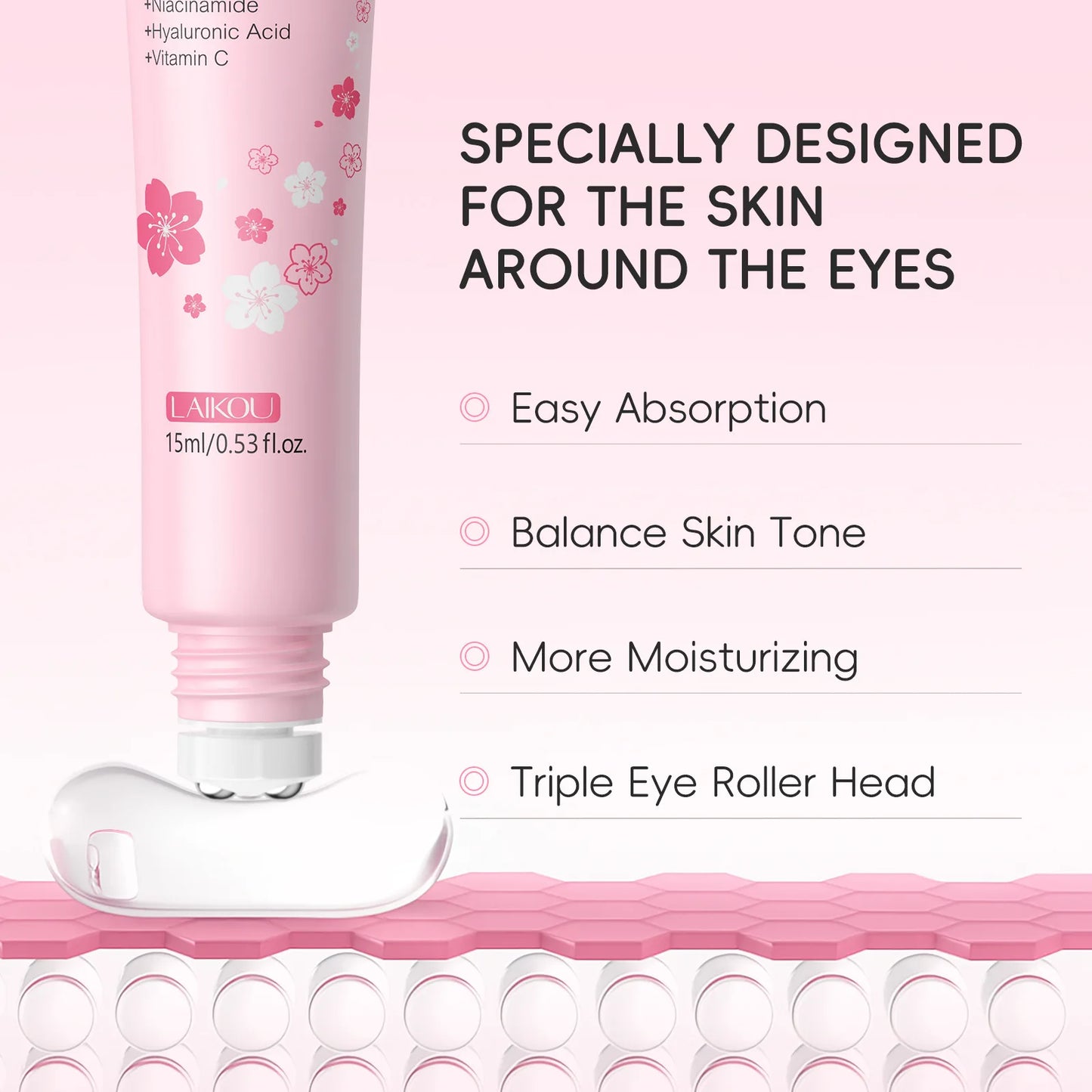 Sakura Eye Serum Roller Massage Anti-Aging,Hydrating & Brightening Eye Dark Circle