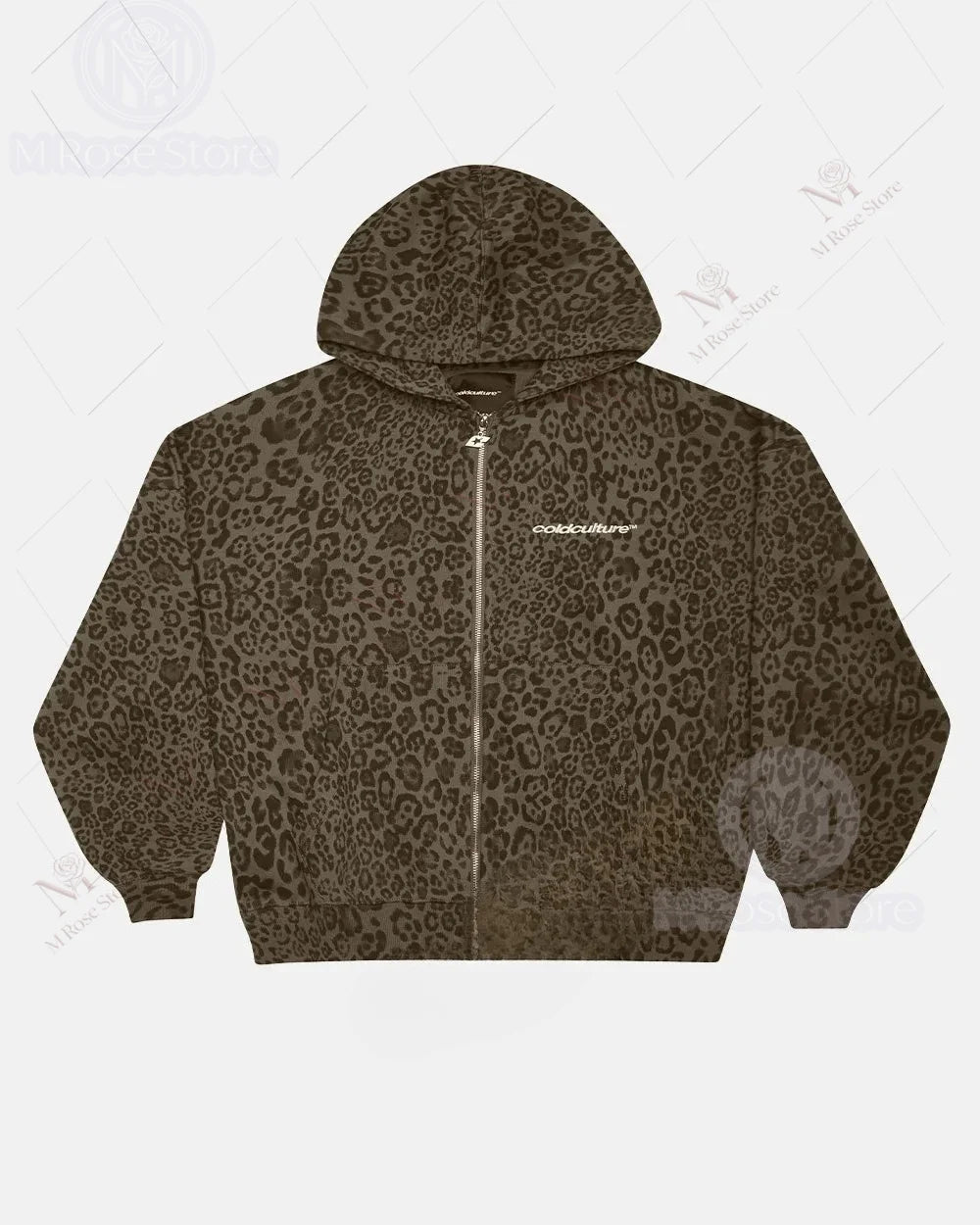 Retro Leopard Print Zipper Hoodie Sweatshirt Loose Casual Sportswear  Style Comfortable Streetwear