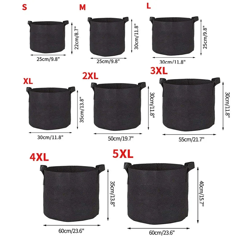 5-Pack 5 Gallon Grow Bags – Heavy Duty Fabric Pots with Handles for Vegetables, Flowers & Fruit Gardening