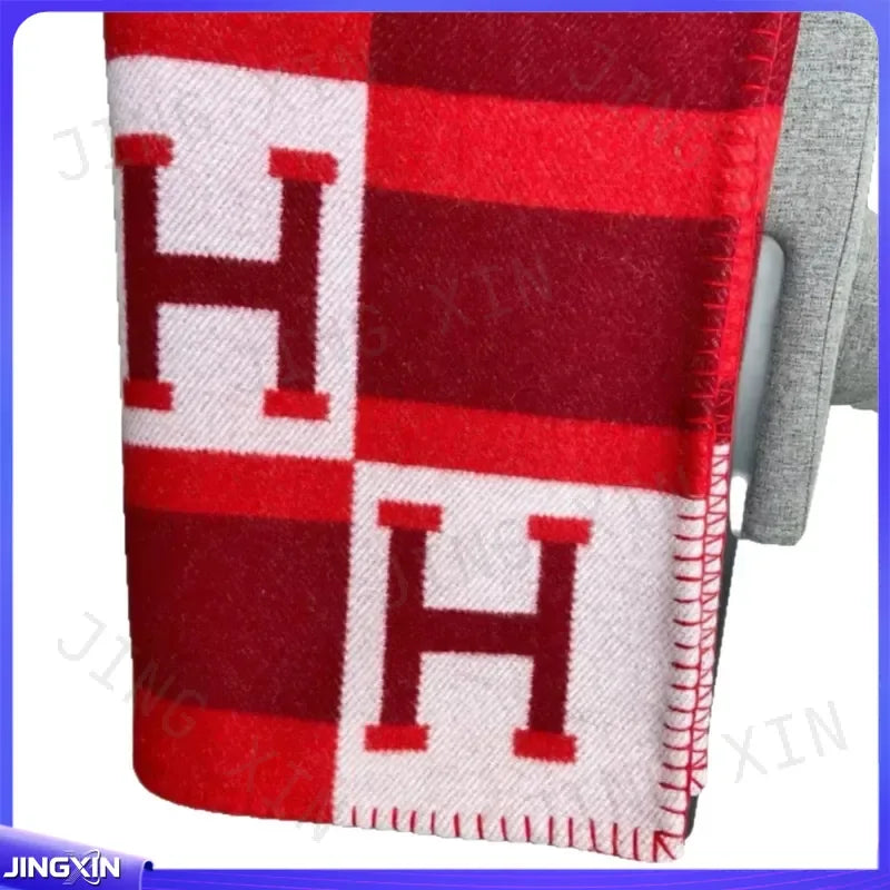 Letter Luxury Heavy Wool Cashmere Blanket Soft Warm